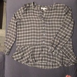 Loft loose fitting peplum top in sage green